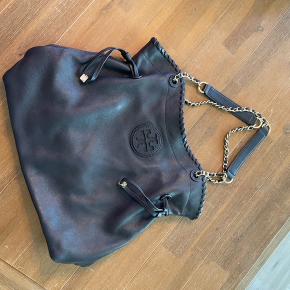 Navy Blue Tory Burch Marion Large Slouchy Purse - Picture 6 of 10